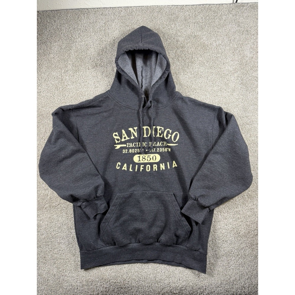 MV Sport San Diego Pacific Beach California Hoodie Charcoal Grey Size XL